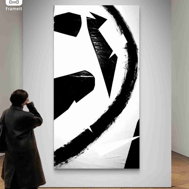 Large Black & White Abstract Original Painting BEST OFFER!