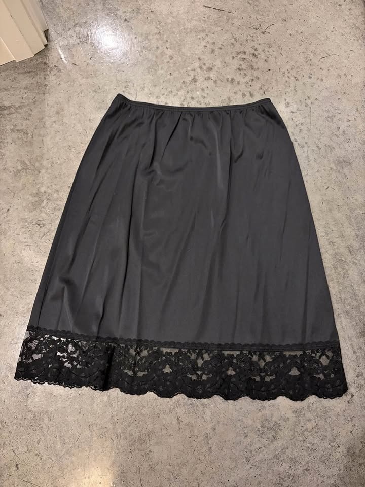 Vintage Lace Midi Slip Skirt