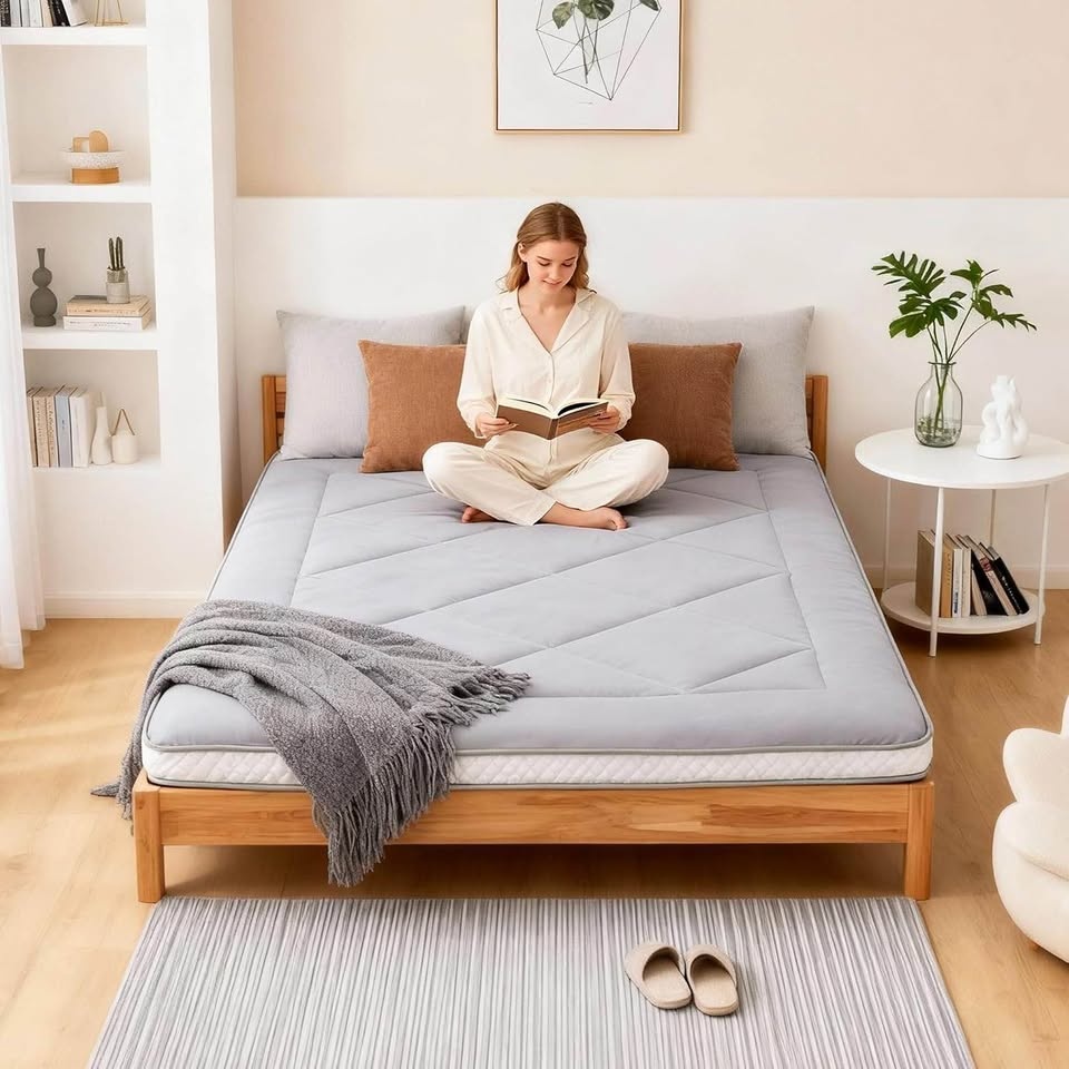 New Twin Floor Mattress Futon Foldable Sleeping Mat - Grey