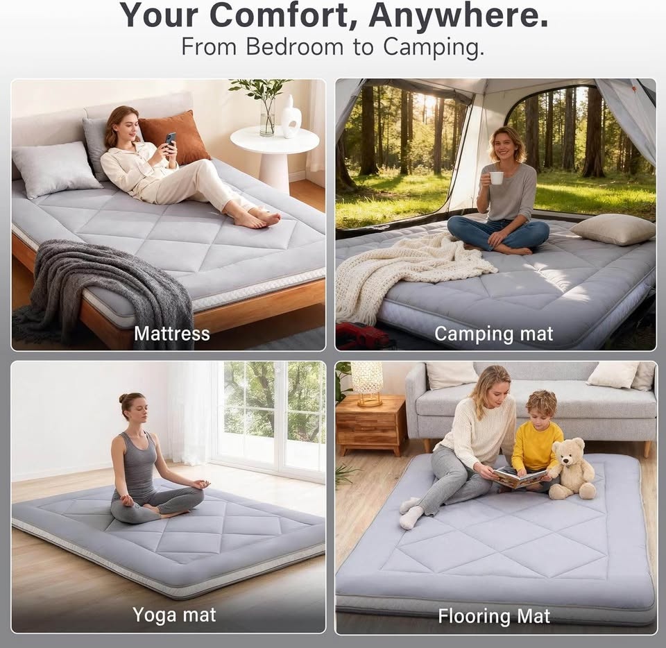 New Twin Floor Mattress Futon Foldable Sleeping Mat - Grey - photo 2