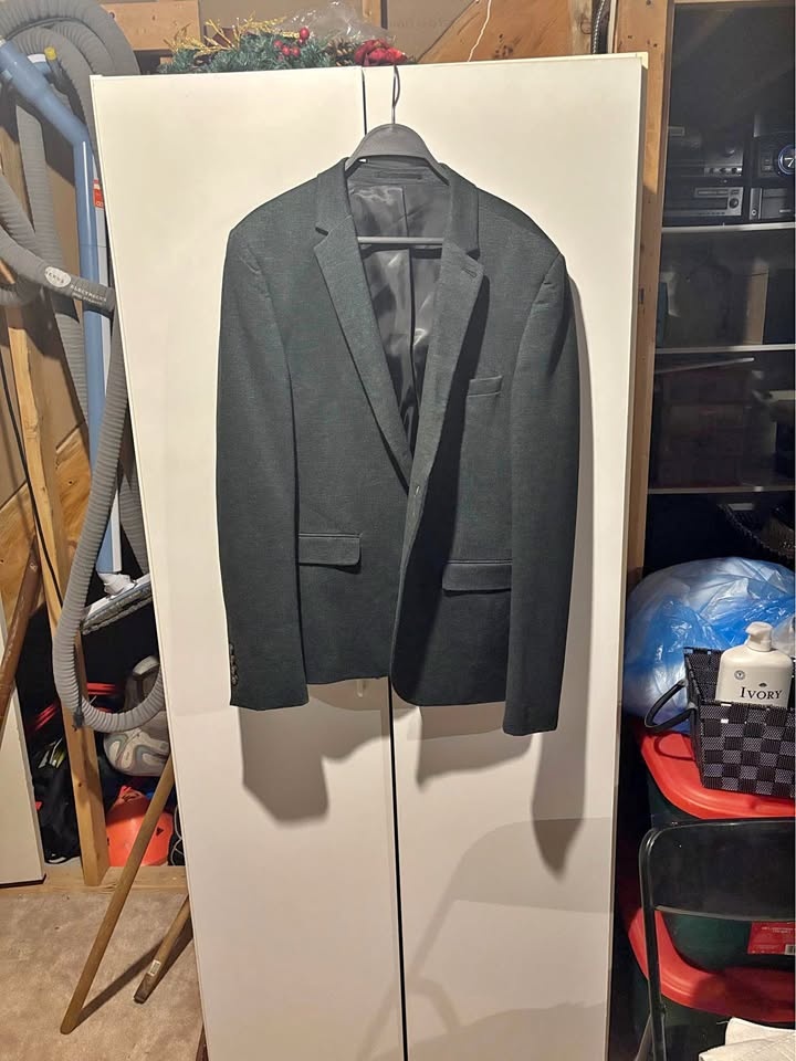 Topman Charcoal Gray/Navy Green Blazer