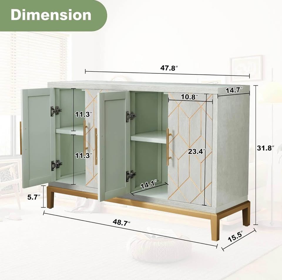 Accent Cabinet with 4 Door Storage Cabinet - photo 5