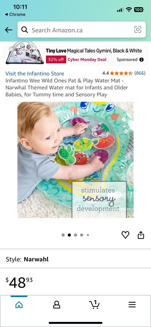 Infantino Water Mat Toy for Baby Tummy Time