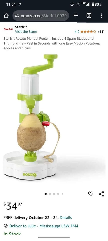 Brand New Starfrit Vegetable Potato Fruit Manual Peeler Machine - photo 2
