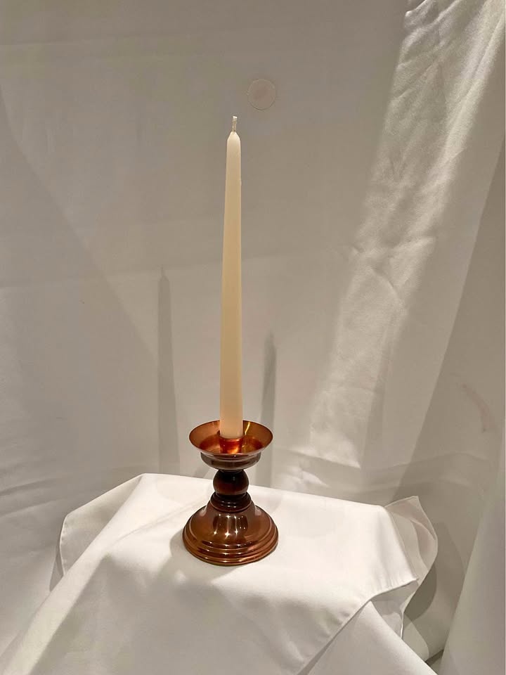 Vintage Coppercraft Copper & Guild Wood Candle Holder