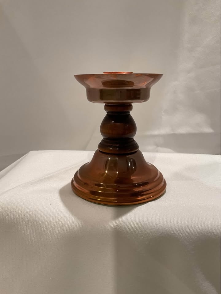 Vintage Coppercraft Copper & Guild Wood Candle Holder - photo 3