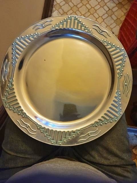 Vintage Wilton Pewter Plate - 1973 Zia Southwestern Boho