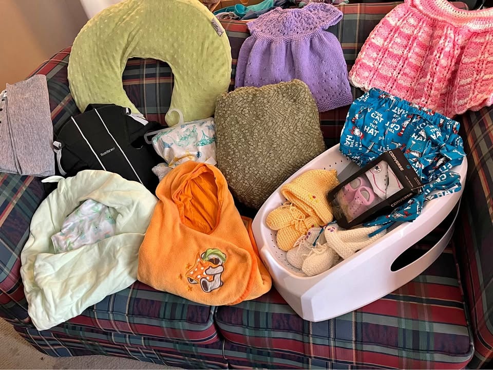 Newborn Girl Baby Lot - Buntings, Bath, Bjorn Carrier