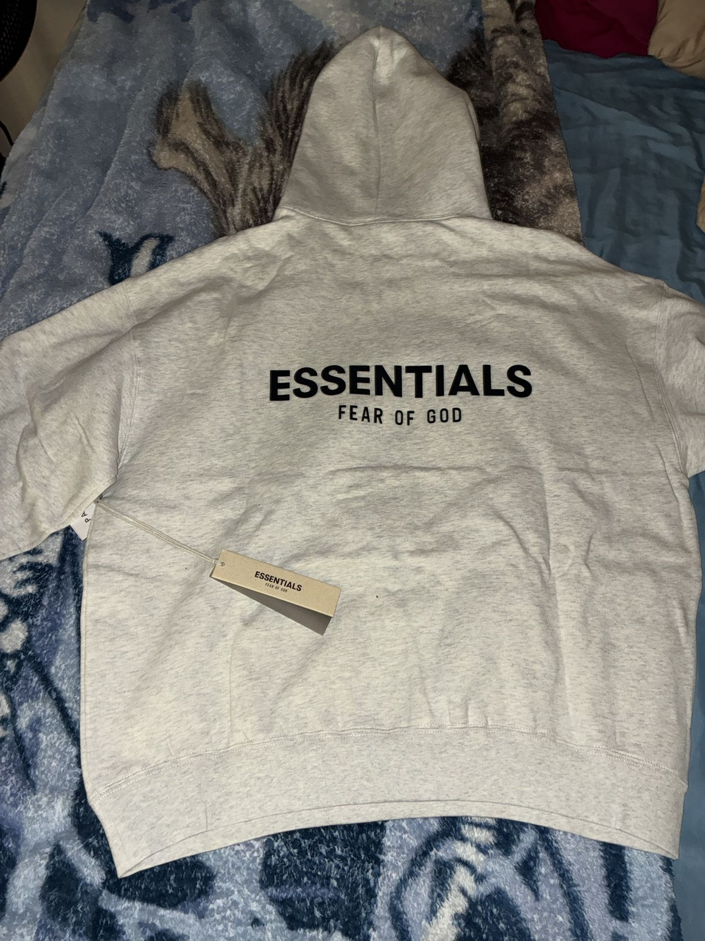 essentials white hoddie