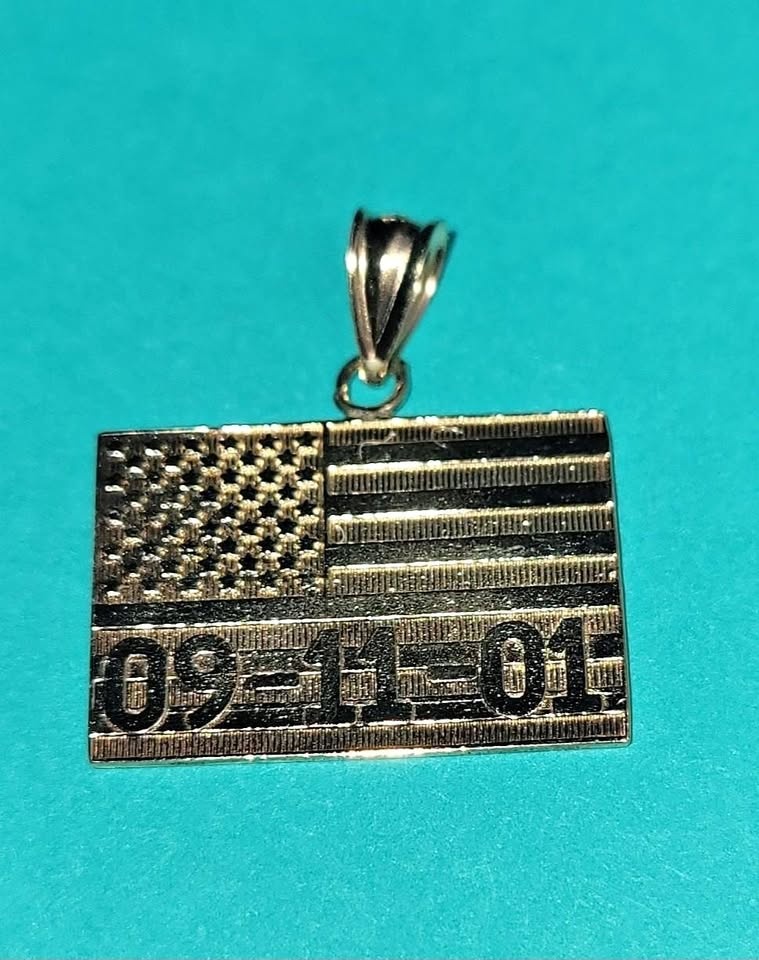 American Flag 9-11-01 14K Gold Pendant
