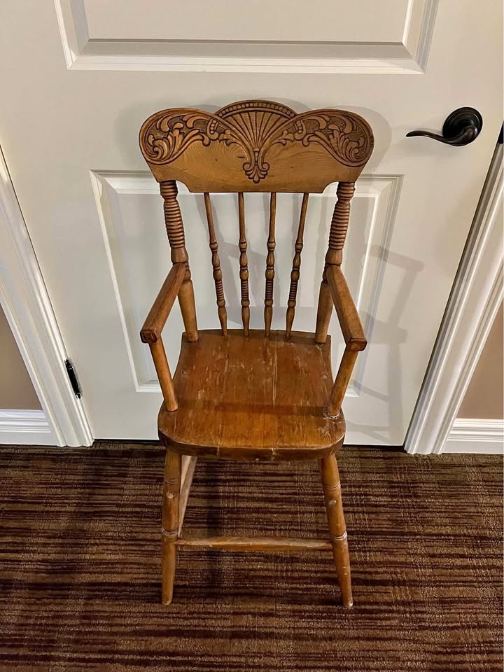 Vintage Wooden Press Back High Chair