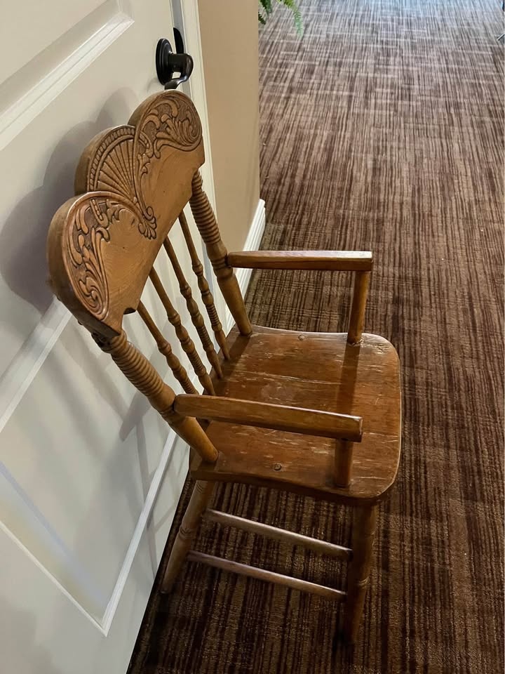 Vintage Wooden Press Back High Chair - photo 2