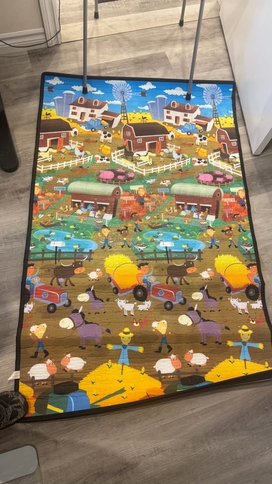 Double Sided Baby Play Mat - Black & White & Farm Scene - photo 2