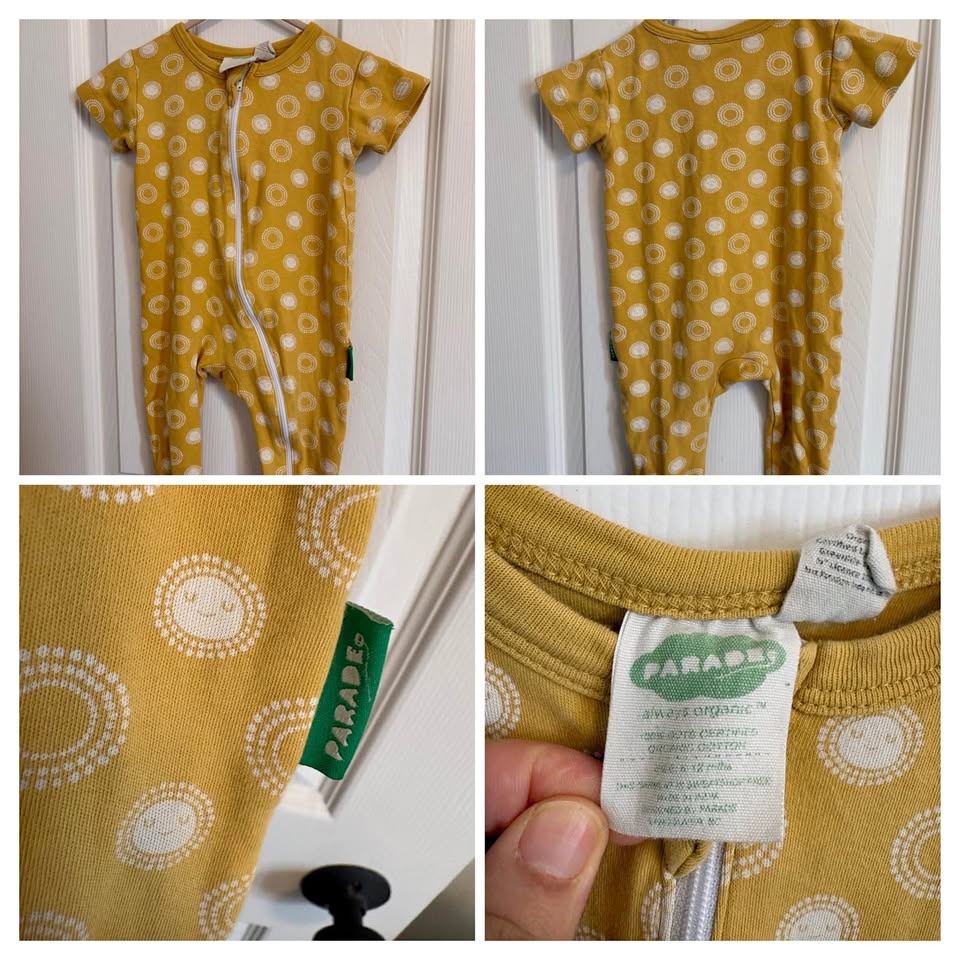 Parade Organics 6-12M Baby Short Sleeve Onesie