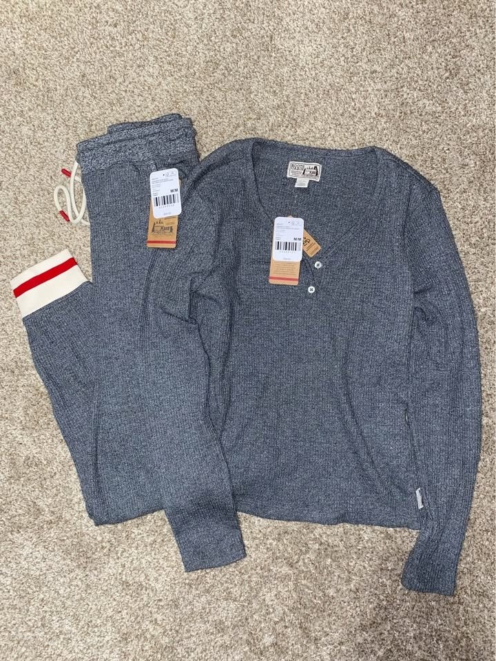 NEW! Roots Cabin Waffle Henley Set - Size M - photo 3