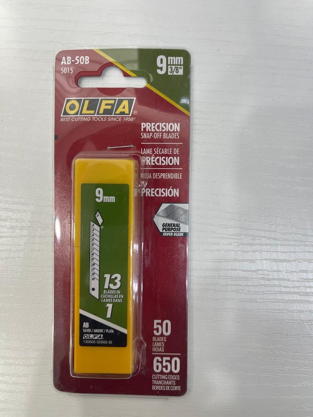 OLFA 9mm Snap Off Replacement Blades, 50 Blades (650 Segments)