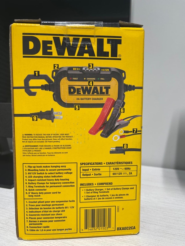 DEWALT DXAEC2CA 2-Amp Battery Charger/Maintainer, 6V/12V - photo 2