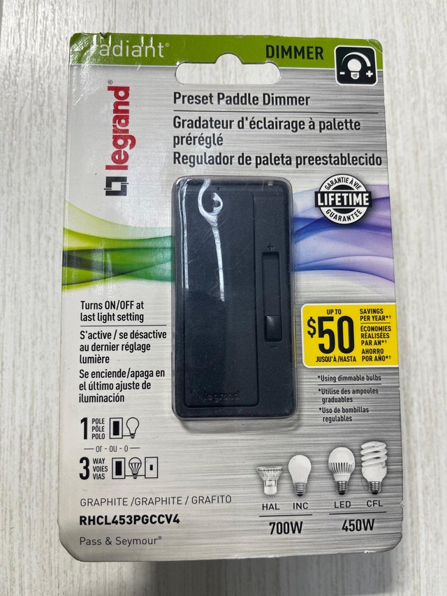 Radiant 450W Rocker Dimmer for LED/CFL/Halogen/Incandescent