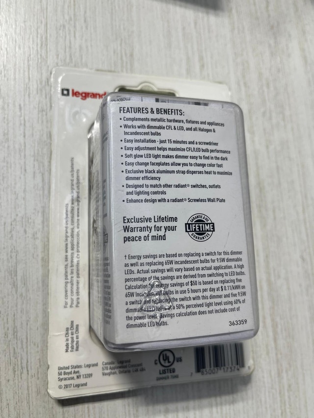 Radiant 450W Rocker Dimmer for LED/CFL/Halogen/Incandescent - photo 2