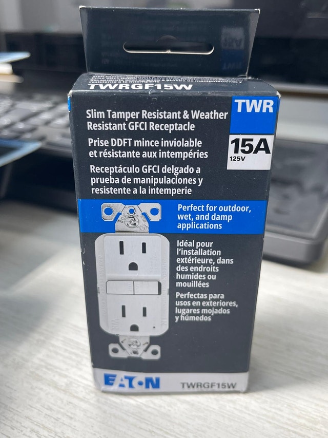 Eaton GFCI Receptacle TWRGF15W Weather Resistant