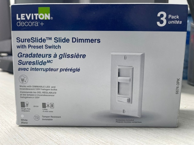 Leviton 3-Pack SureSlide Dimmer Switch for LED/Halogen