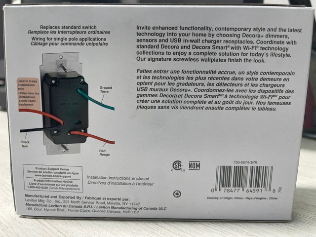 Leviton 3-Pack SureSlide Dimmer Switch for LED/Halogen - photo 2