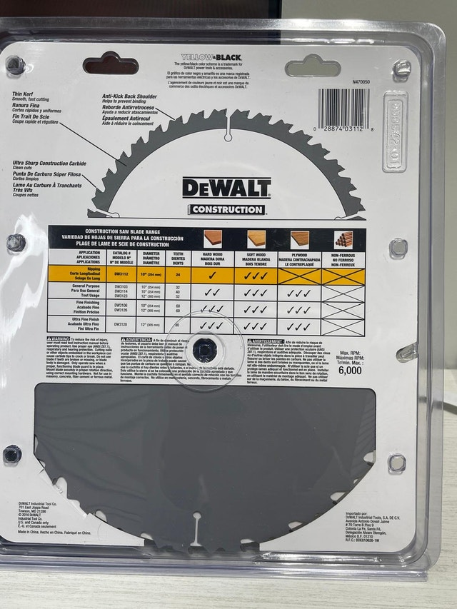 DEWALT Fast Ripping Thin Kerf Circular Saw Blade, 10 in - photo 2