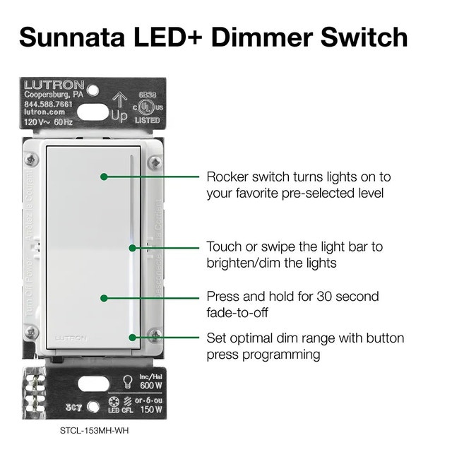 Lutron Sunnata LED+ Dimmer Switch and Accessory Switch 3 Way Kit - photo 4