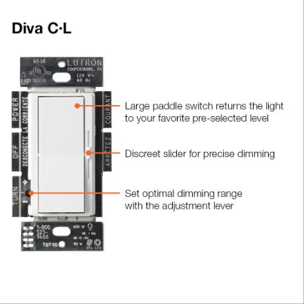 Lutron Diva LED+ Dimmer Switch for Dimmable LED/Halogen/Incandes - photo 2