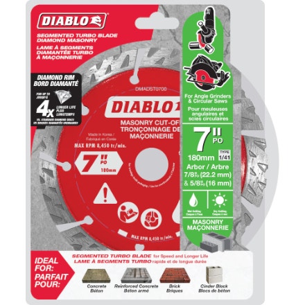 Diablo 7 in. Diamond Segmented Turbo Cut-Off Discs for Masonry - photo 2