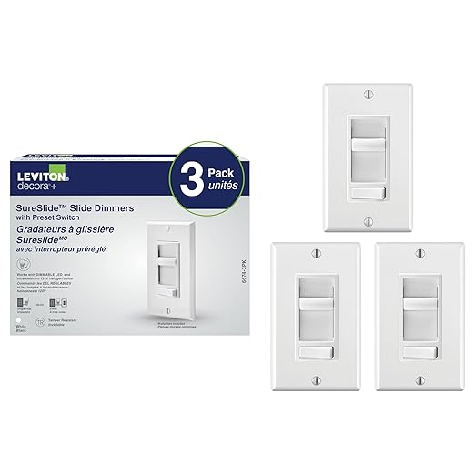 Leviton 3-Pack SureSlide Dimmer Switch for LED/Halogen