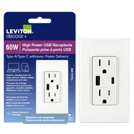 Leviton Decora USB Receptacle Type A/C - photo 2