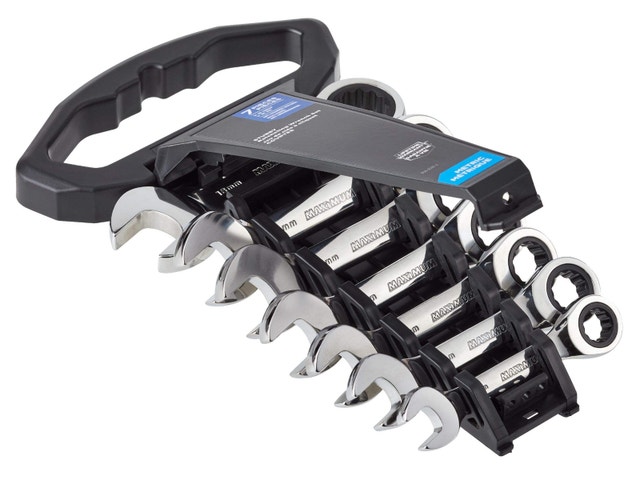 MAXIMUM Stubby Ratcheting Wrench Set, Metric, Nickel-Chrome Plat - photo 2