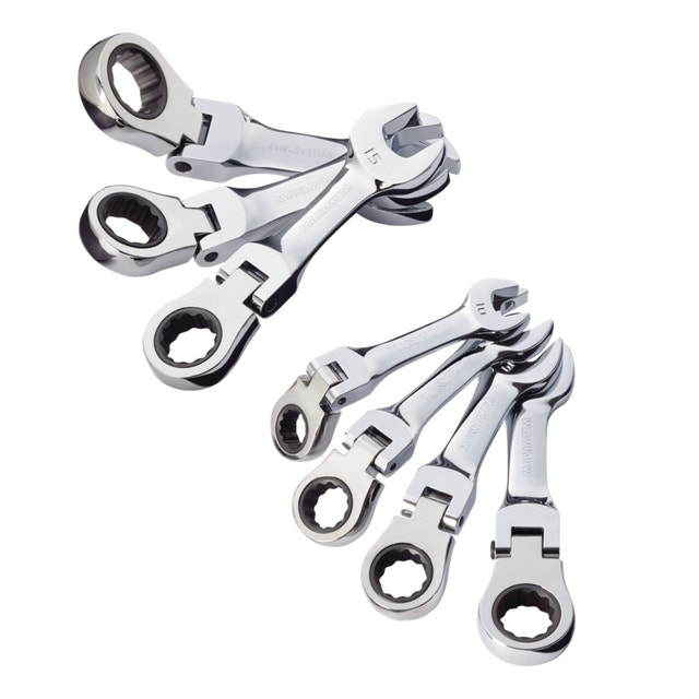 MAXIMUM Stubby Flex Head Ratcheting Wrench Set, Metric, 7-pc - photo 2