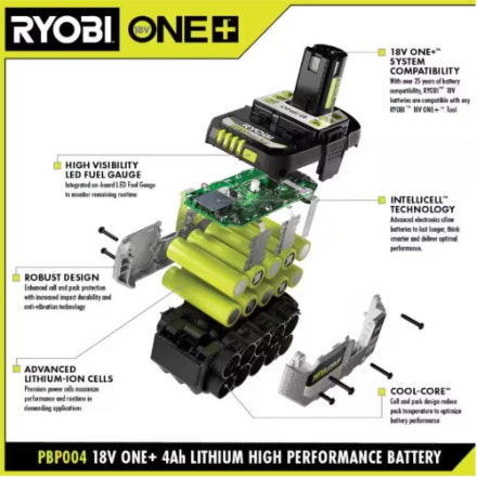 RYOBI 18V ONE+ HIGH PERFORMANCE Lithium-Ion 4.0 Ah Battery - photo 2