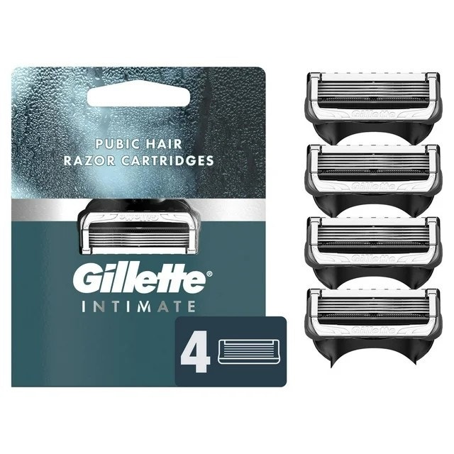 Gillette Intimate Pubic Hair Razor Cartridges, 4 Blades
