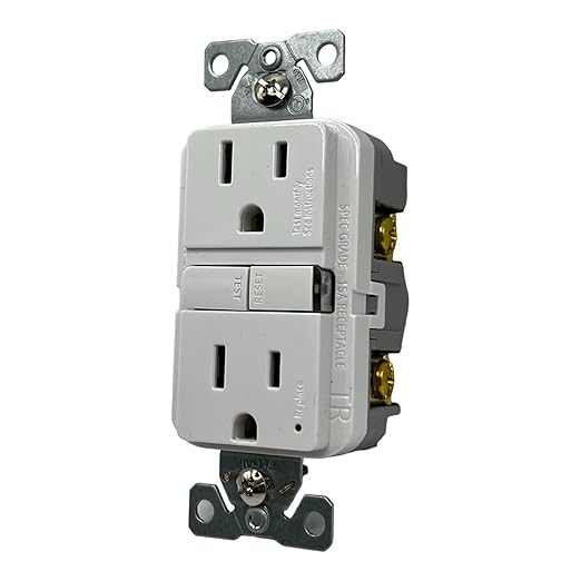 Eaton TRGF15W Slim Tamper Resistant GFCI Receptacle 15A 125V, Wh