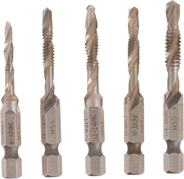 DEWALT Drill Tap Set, Impact Ready, 1/4-Inch, 5-Piece (DWADTQTR5