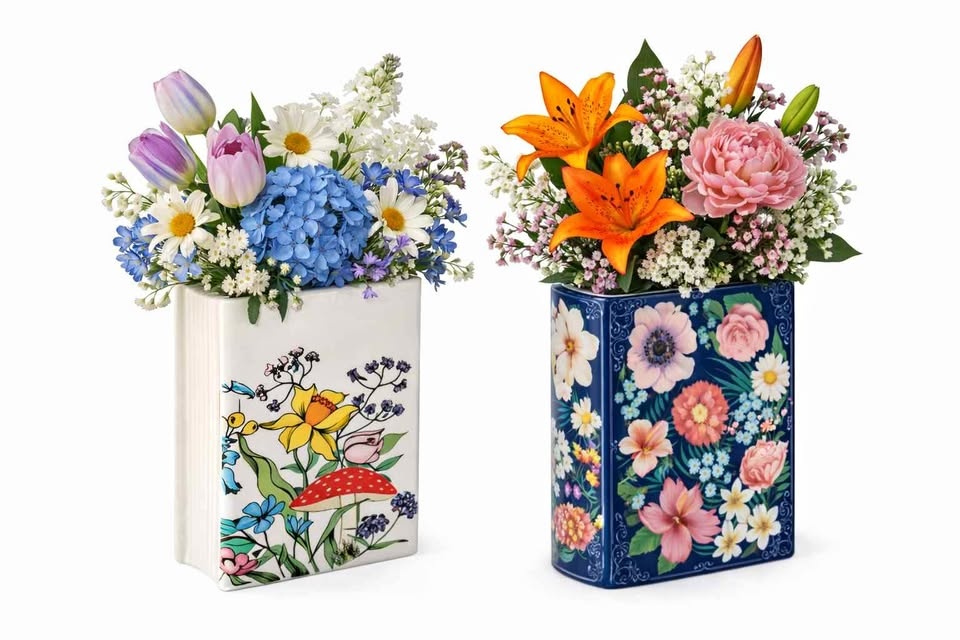 Decorative Book Vases - Set of 2