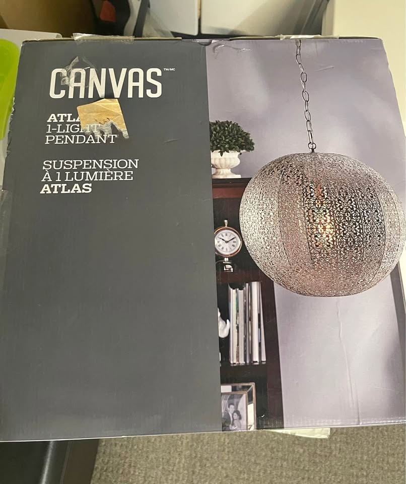 Brand New CANVAS Atlas Fabric Shade Ceiling Pendant Light  🏆