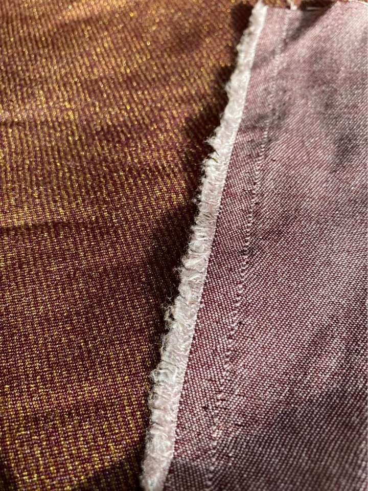 Bronze Denim Stretch Fabric with Gold Flecks - photo 2