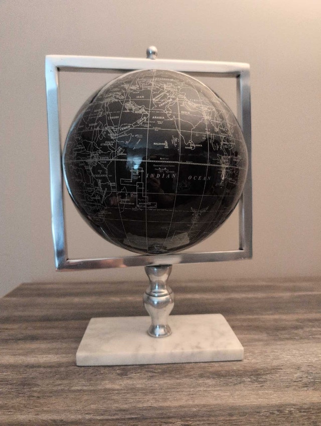 World Globe in Black and Silver