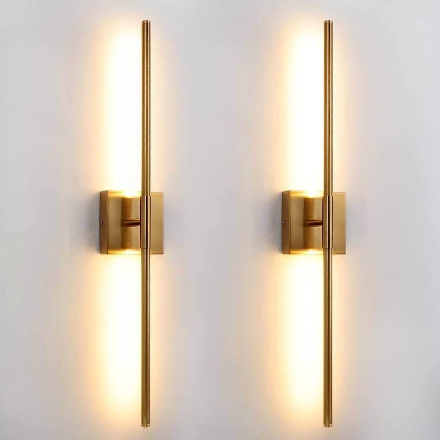 28" Black & Brass LED Sconces - Set of 2