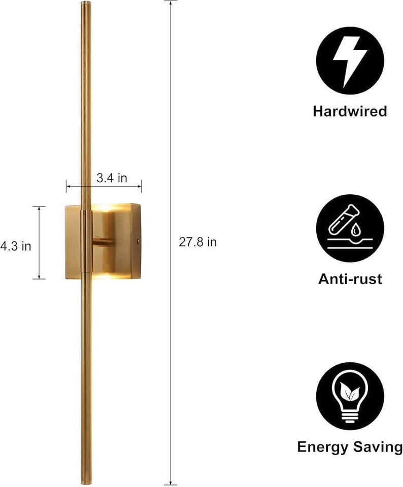 28" Black & Brass LED Sconces - Set of 2 - photo 3