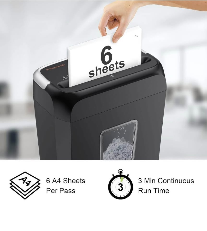 Bonsaii C237-B 6-Sheet Crosscut Paper Shredder - photo 4