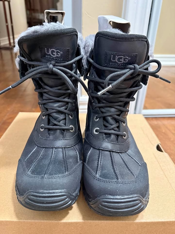 UGG Black Waterproof Lace-Up Winter Boots