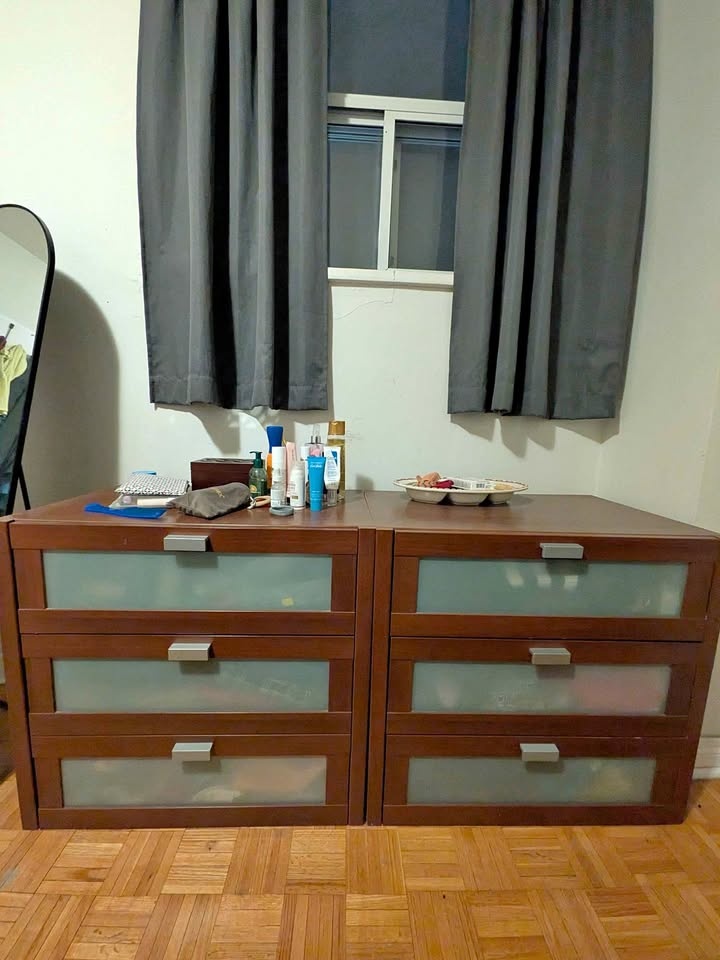 2 Dressers with Frosted Glass Fronts