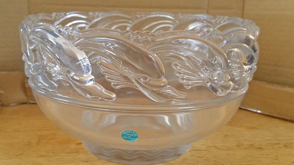 Tiffany Crystal Bowl with Dolphin Design