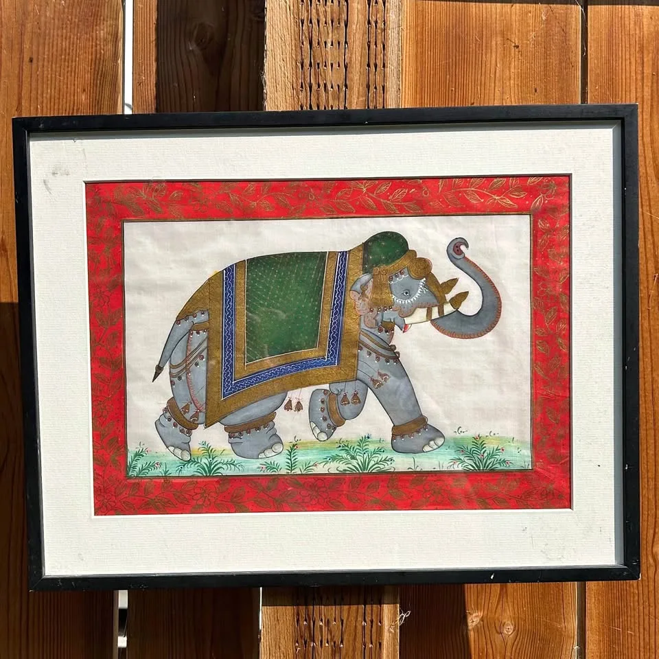 Vintage Indian Miniature Painting – Royal Elephant Frame thumbnail