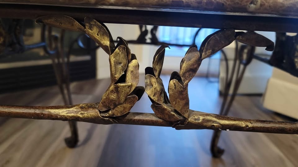 Hand-Forged Wrought Iron Coffee Table with Marble Top - photo 5